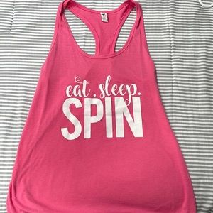 Eat Sleep Spin Pink Racerback Tank Top (Medium)
